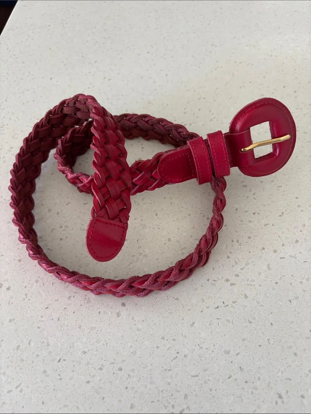 90s braided belt red